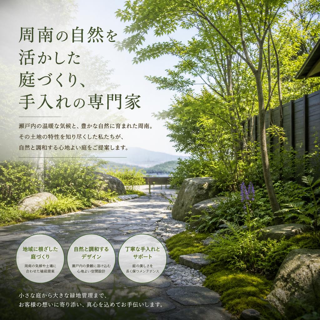 周南の自然を活かした庭づくり、手入れの専門家です
