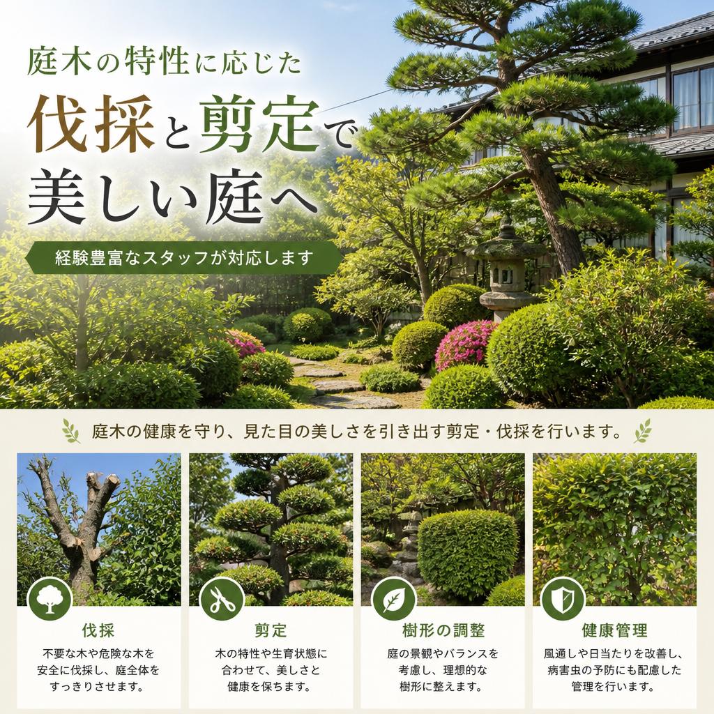 丁寧な伐採・剪定で美しい庭に